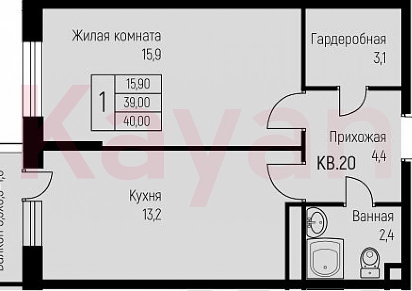 Продажа 1-комн. квартиры, 39 кв.м фото 0