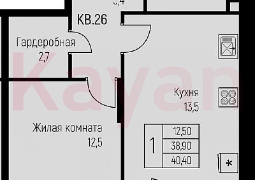 Продажа 1-комн. квартиры, 38.9 кв.м фото 0