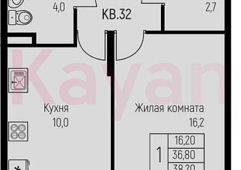 Продажа 1-комн. квартиры, 36.8 кв.м фото 0