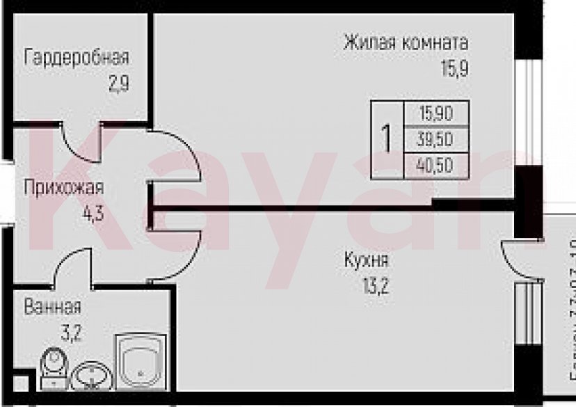 Продажа 1-комн. квартиры, 39.5 кв.м фото 0