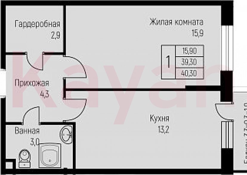 Продажа 1-комн. квартиры, 39.3 кв.м фото 0