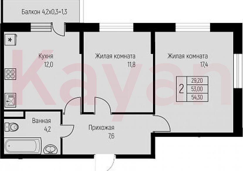 Продажа 2-комн. квартиры, 53 кв.м фото 0