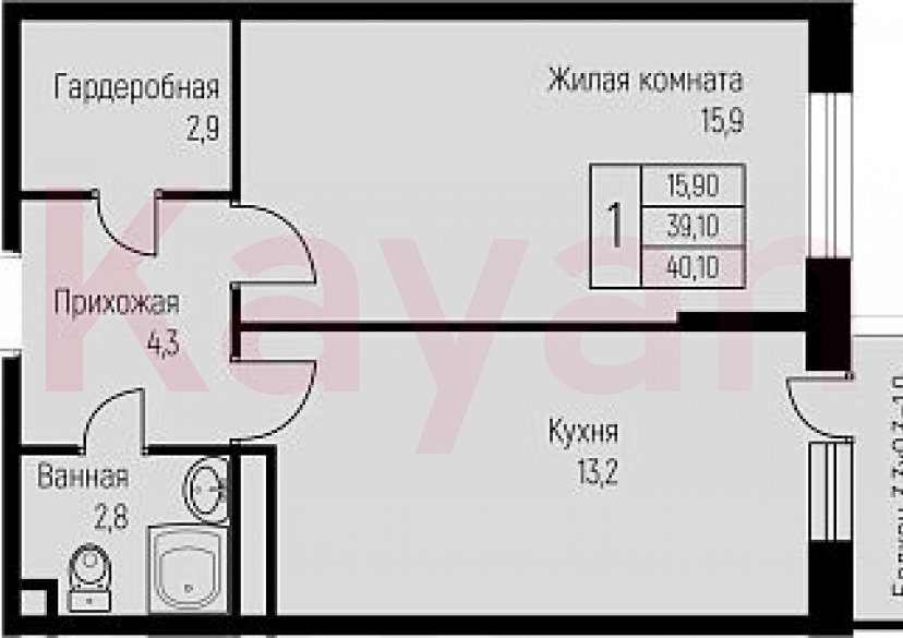 Продажа 1-комн. квартиры, 39.1 кв.м фото 0