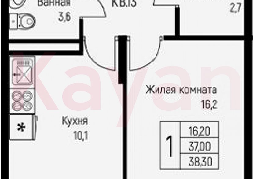 Продажа 1-комн. квартиры, 37 кв.м фото 0