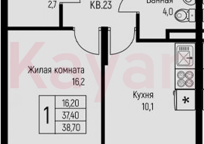 Продажа 1-комн. квартиры, 37.4 кв.м фото 0