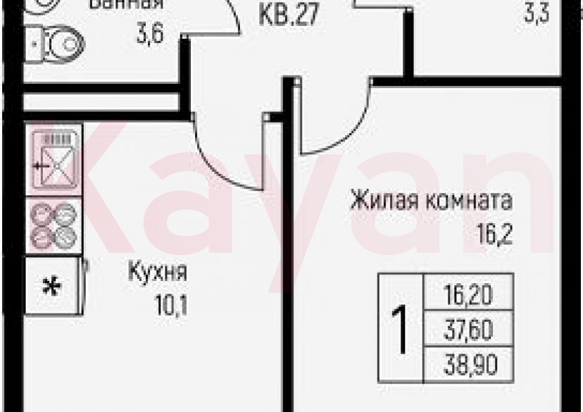 Продажа 1-комн. квартиры, 37.6 кв.м фото 0