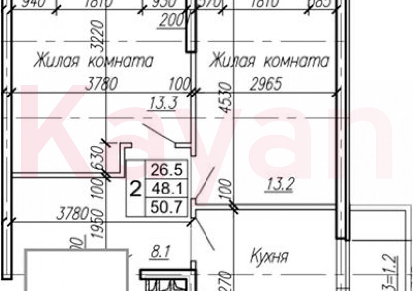 Продажа 2-комн. квартиры, 46.9 кв.м фото 0