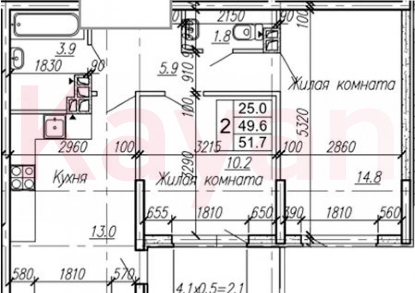 Продажа 2-комн. квартиры, 49.6 кв.м фото 0