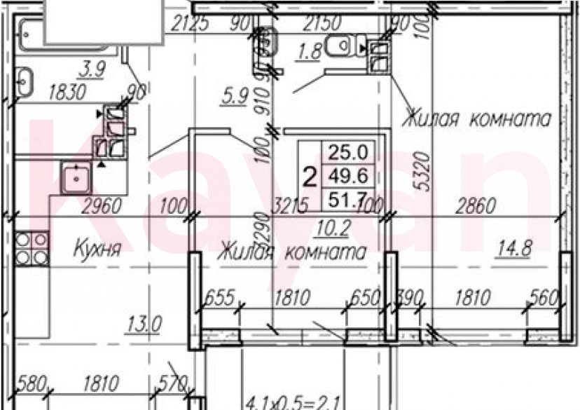 Продажа 2-комн. квартиры, 49.6 кв.м фото 0