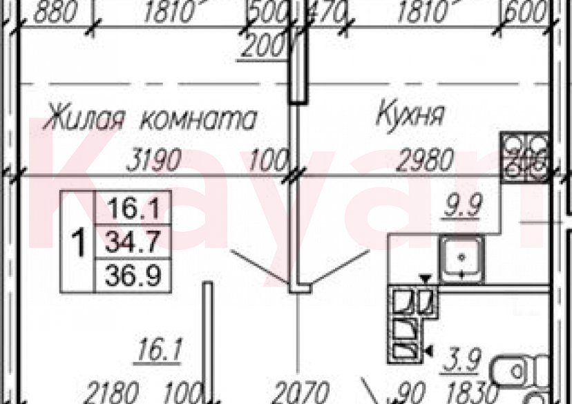 Продажа 1-комн. квартиры, 34.7 кв.м фото 0