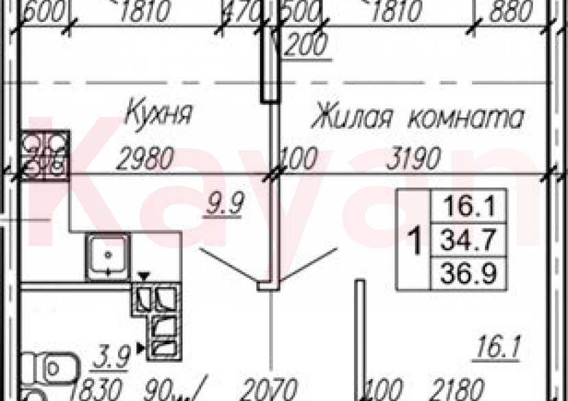 Продажа 1-комн. квартиры, 34.7 кв.м фото 0