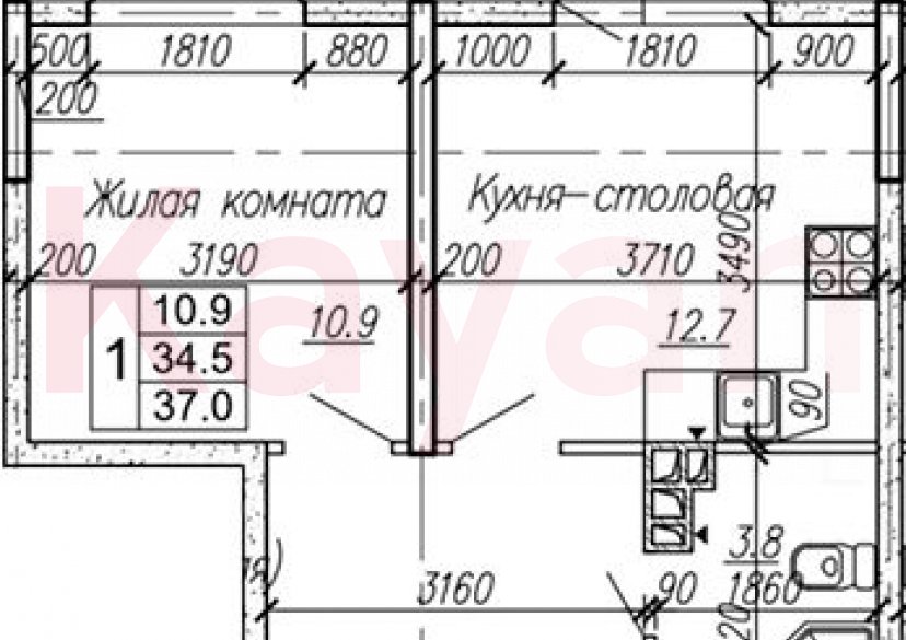 Продажа 1-комн. квартиры, 34.5 кв.м фото 0