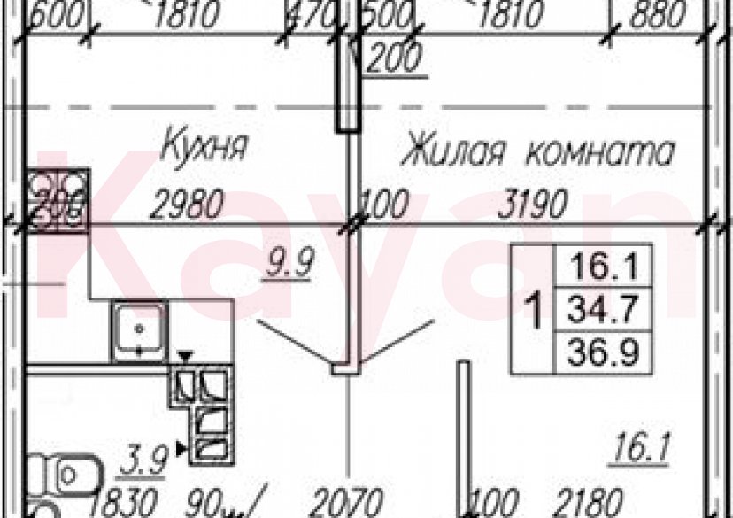 Продажа 1-комн. квартиры, 34.7 кв.м фото 0