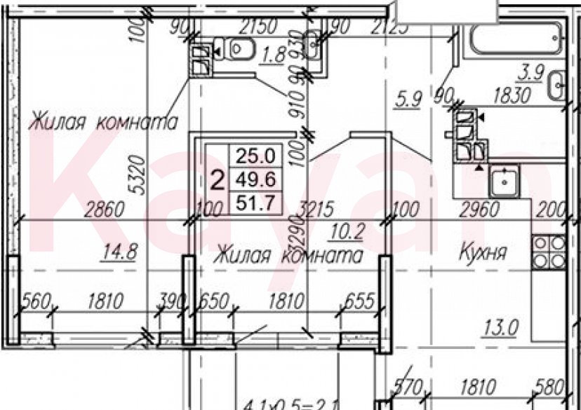 Продажа 2-комн. квартиры, 49.6 кв.м фото 0