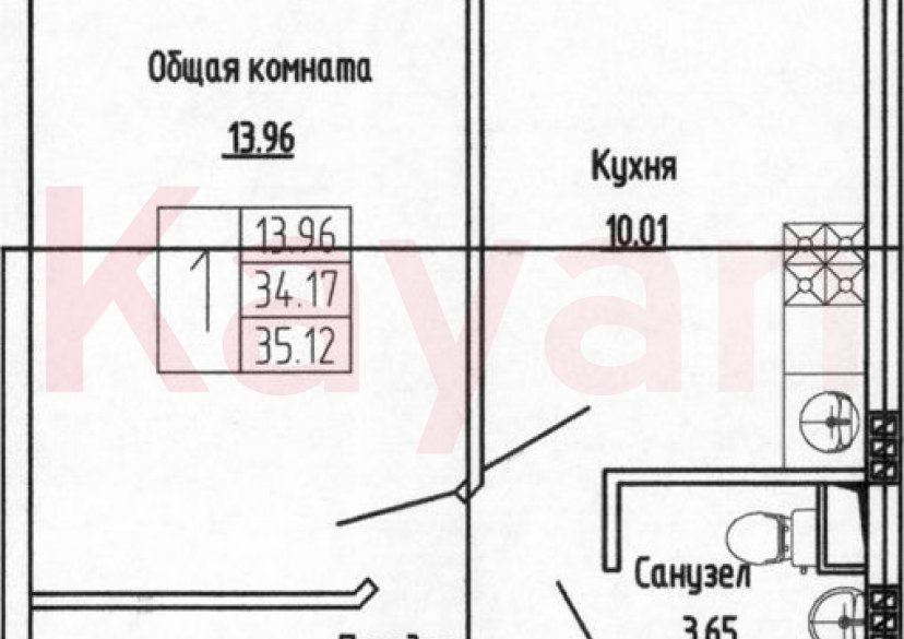 Продажа 1-комн. квартиры, 34.17 кв.м фото 0