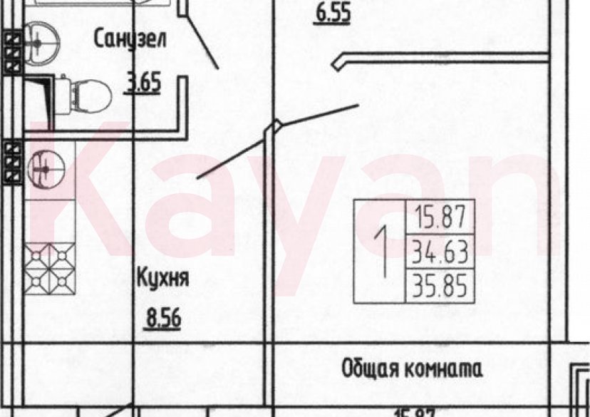 Продажа 1-комн. квартиры, 34.63 кв.м фото 0