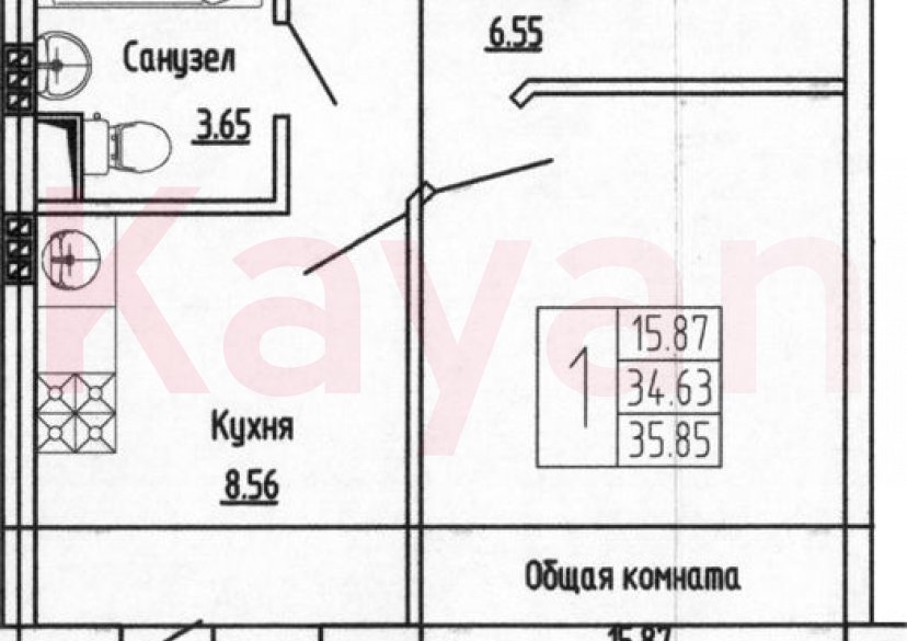 Продажа 1-комн. квартиры, 34.63 кв.м фото 0