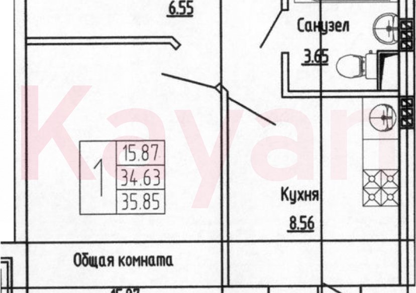 Продажа 1-комн. квартиры, 34.63 кв.м фото 0