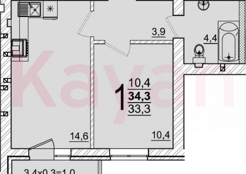 Продажа 1-комн. квартиры, 33.3 кв.м фото 0