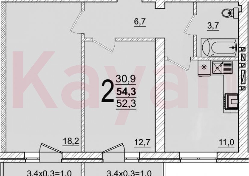 Продажа 2-комн. квартиры, 52.3 кв.м фото 0