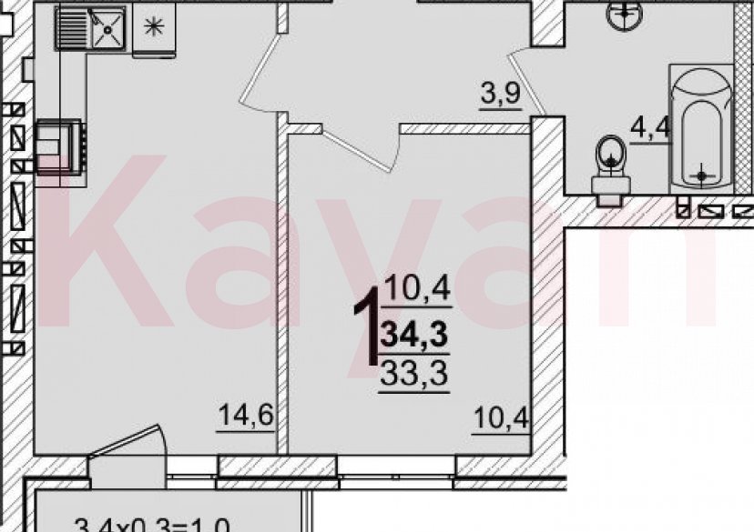 Продажа 1-комн. квартиры, 33.3 кв.м фото 0