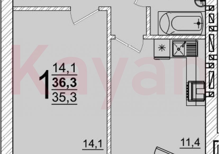 Продажа 1-комн. квартиры, 35.3 кв.м фото 0