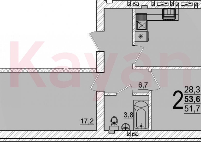 Продажа 2-комн. квартиры, 51.7 кв.м фото 0