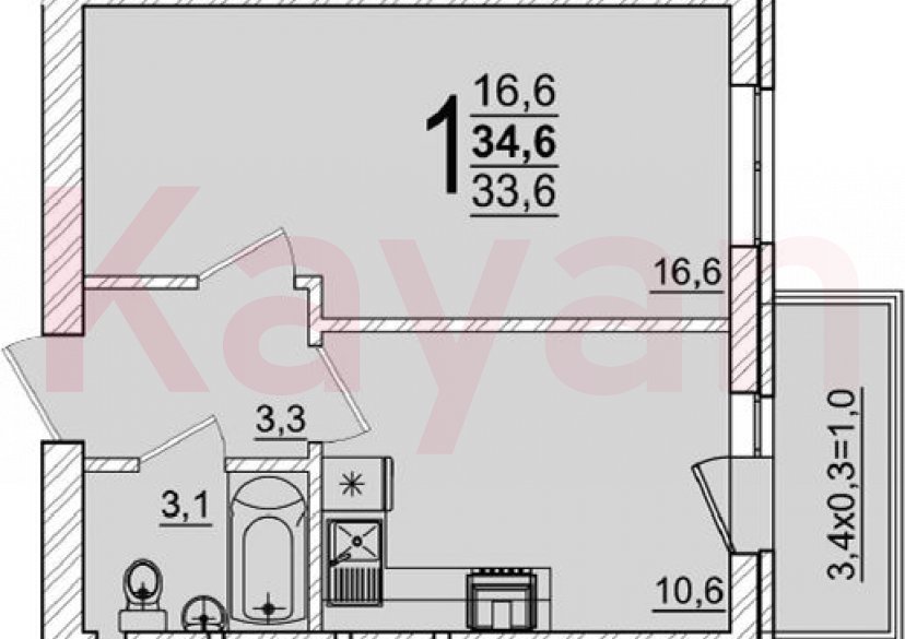 Продажа 1-комн. квартиры, 33.6 кв.м фото 0