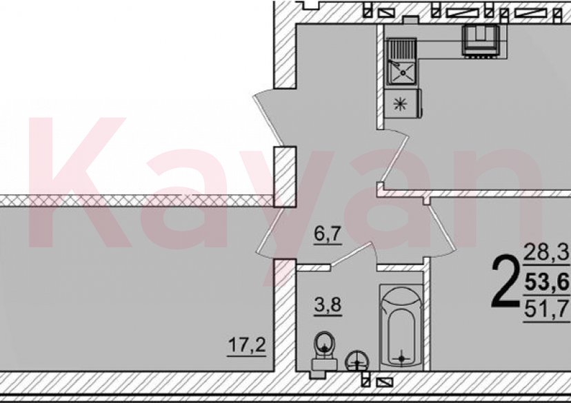 Продажа 2-комн. квартиры, 51.7 кв.м фото 0