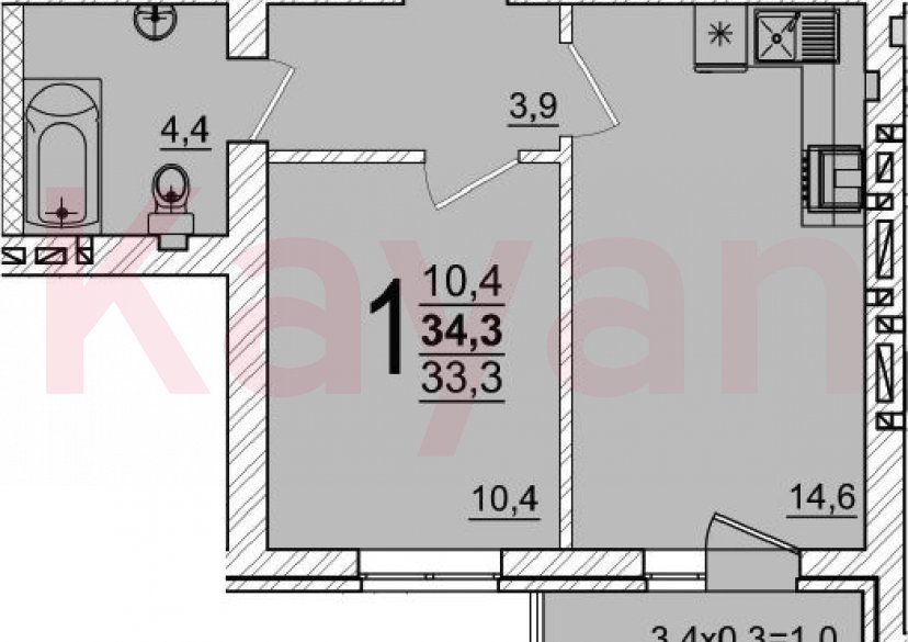 Продажа 1-комн. квартиры, 33.3 кв.м фото 0