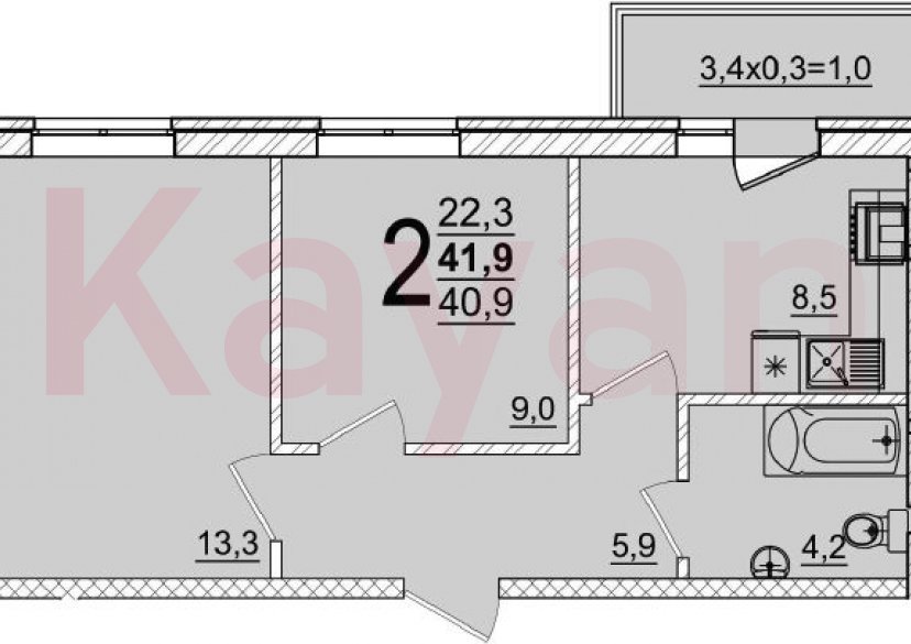 Продажа 2-комн. квартиры, 40.9 кв.м фото 0