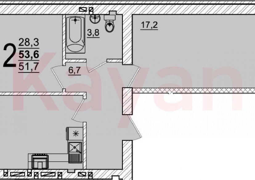 Продажа 2-комн. квартиры, 51.7 кв.м фото 0