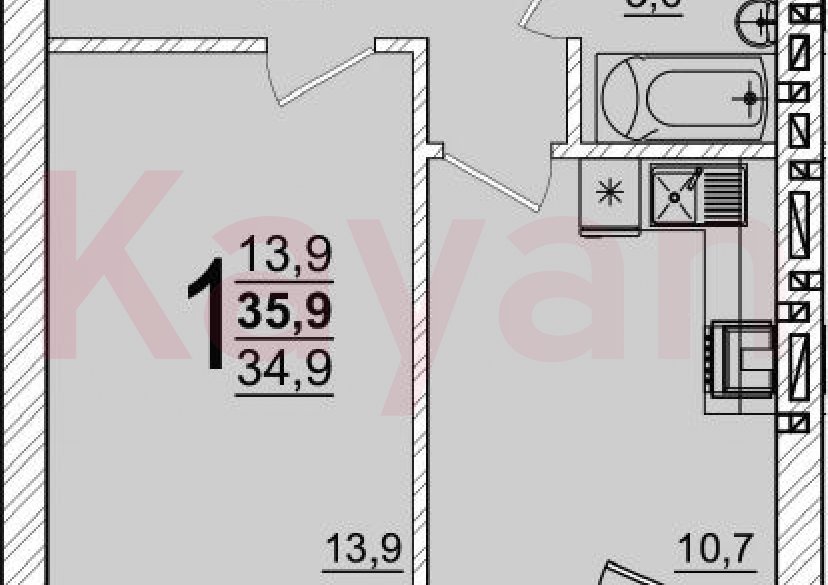 Продажа 1-комн. квартиры, 34.9 кв.м фото 0