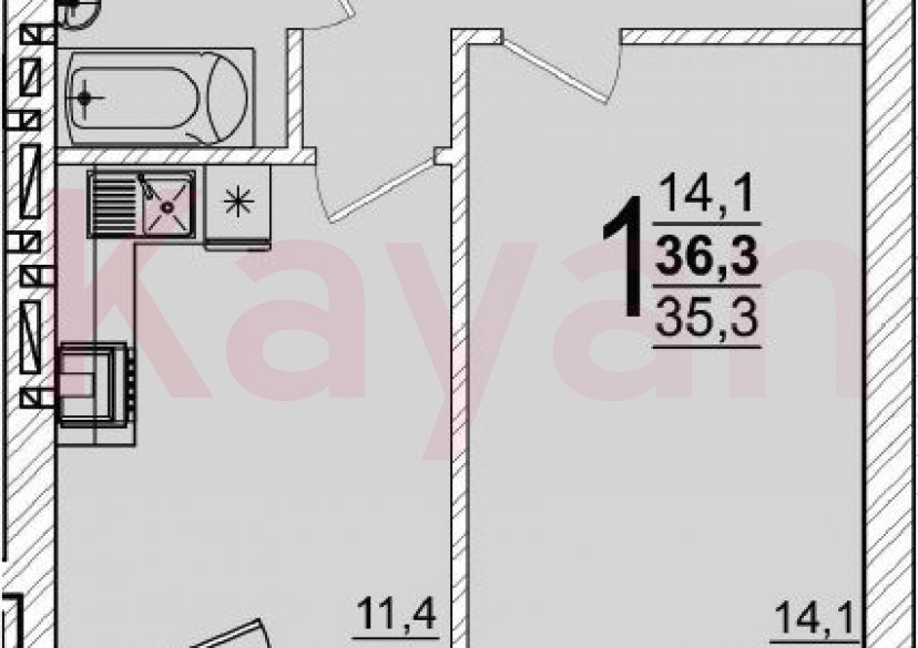 Продажа 1-комн. квартиры, 35.3 кв.м фото 0