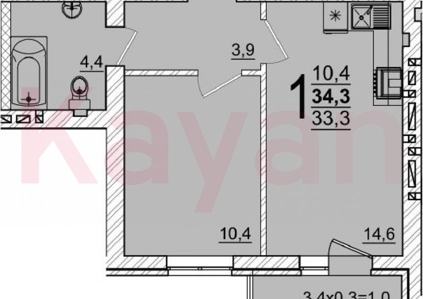 Продажа 1-комн. квартиры, 33.3 кв.м фото 0