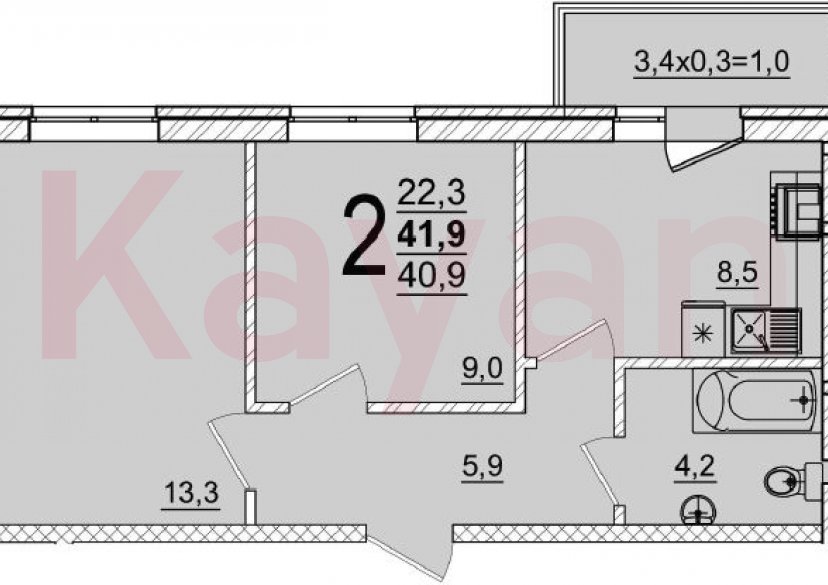 Продажа 2-комн. квартиры, 40.9 кв.м фото 0