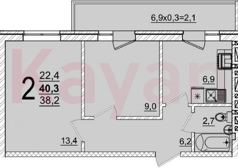 Продажа 2-комн. квартиры, 38.2 кв.м фото 0