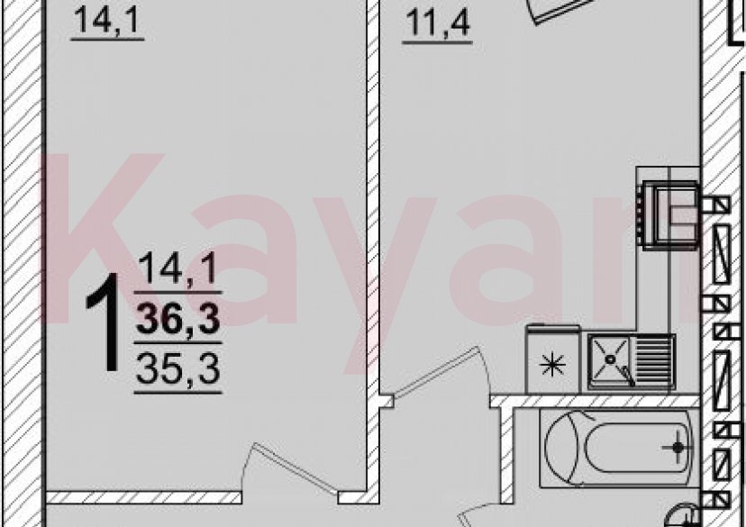 Продажа 1-комн. квартиры, 35.3 кв.м фото 0