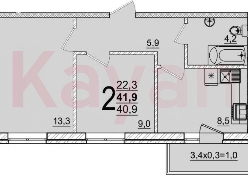 Продажа 2-комн. квартиры, 40.9 кв.м фото 0