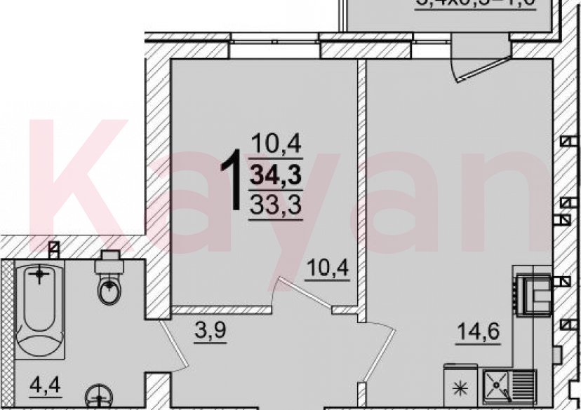 Продажа 1-комн. квартиры, 33.3 кв.м фото 0