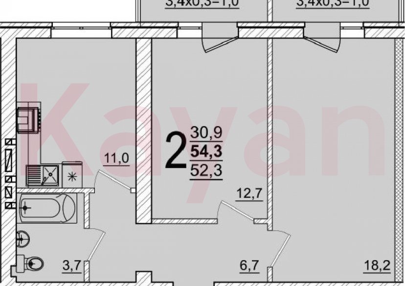 Продажа 2-комн. квартиры, 52.3 кв.м фото 0