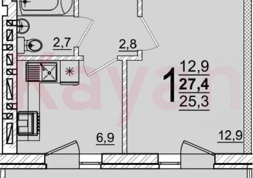 Продажа 1-комн. квартиры, 25.3 кв.м фото 0