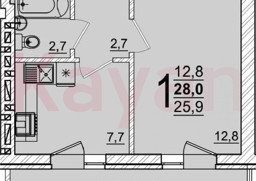 Продажа 1-комн. квартиры, 25.9 кв.м фото 0