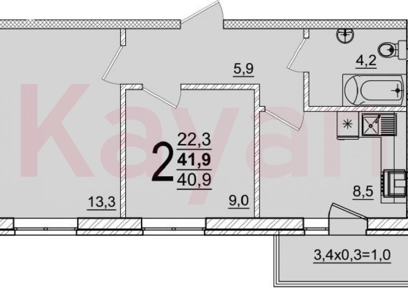 Продажа 2-комн. квартиры, 40.9 кв.м фото 0