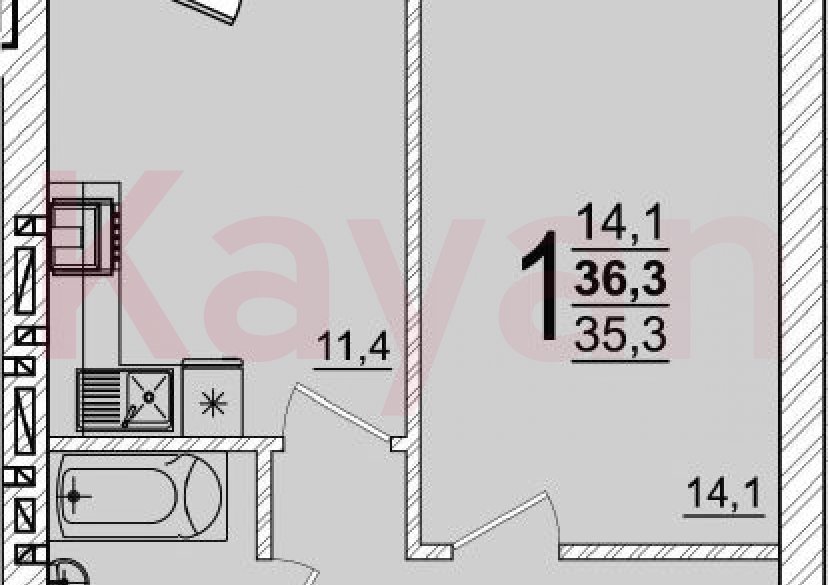 Продажа 1-комн. квартиры, 35.3 кв.м фото 0