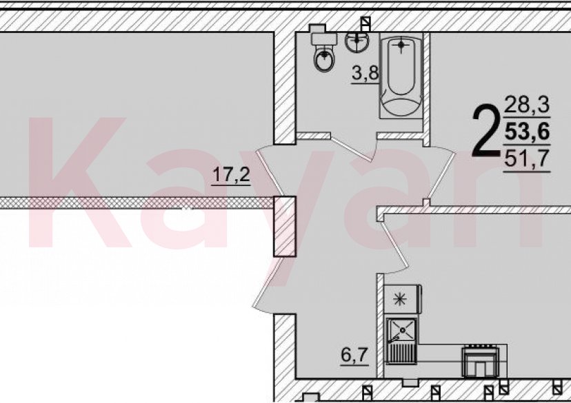 Продажа 2-комн. квартиры, 51.7 кв.м фото 0