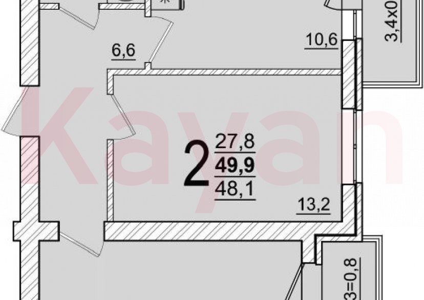 Продажа 2-комн. квартиры, 48.1 кв.м фото 0