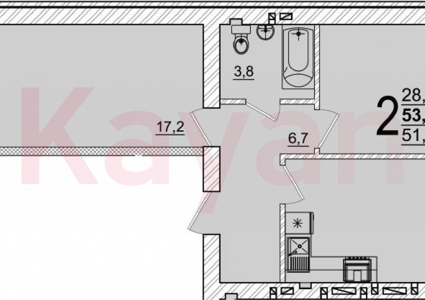 Продажа 2-комн. квартиры, 51.7 кв.м фото 0