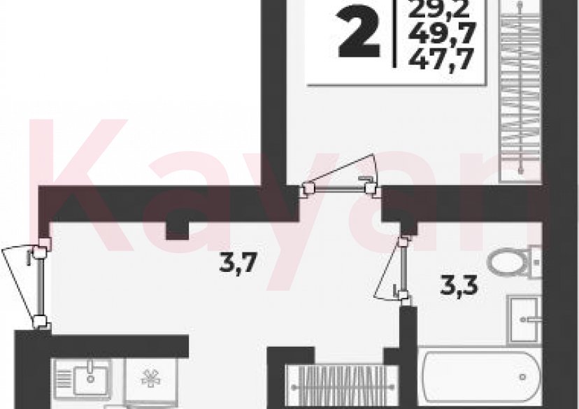 Продажа 2-комн. квартиры, 47.7 кв.м фото 0