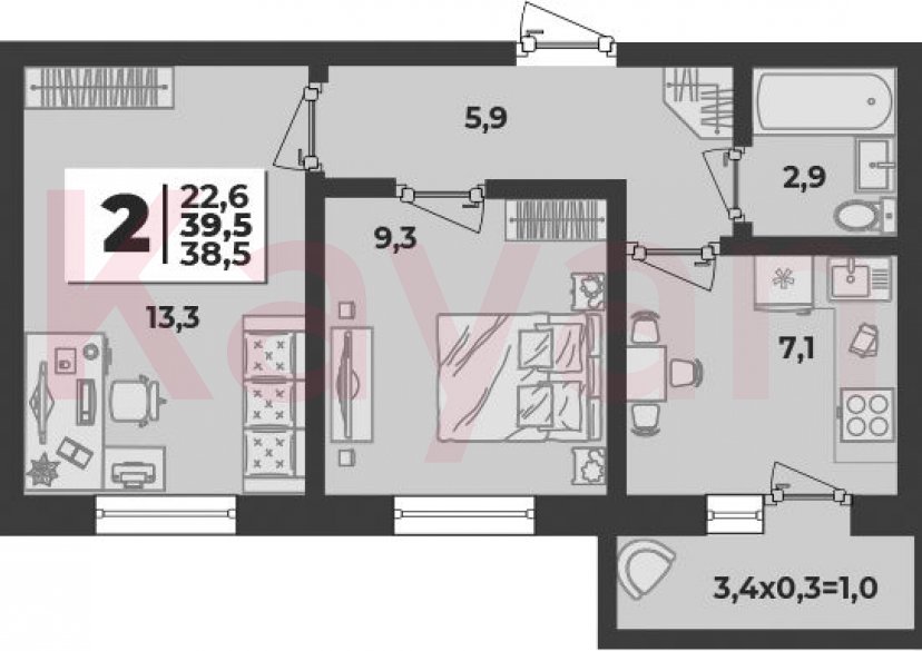 Продажа 2-комн. квартиры, 38.5 кв.м фото 0